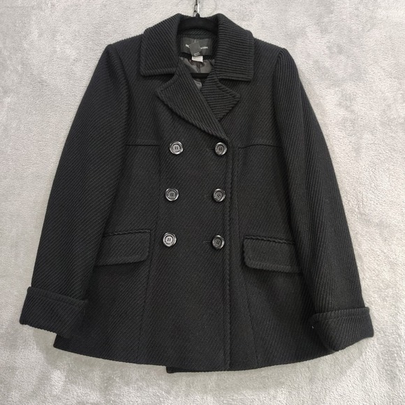 Moda Jackets & Blazers - Moda Intl Coat Wool Blend Ribbed M Double Breasted Preppy Quiet Luxury Academia